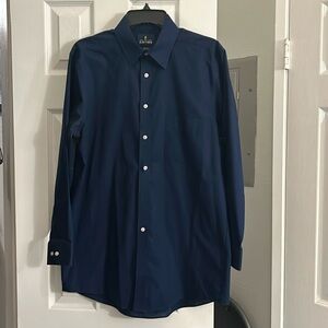 STAFFORD long sleeve navy blue dress shirt size 16 -32/33